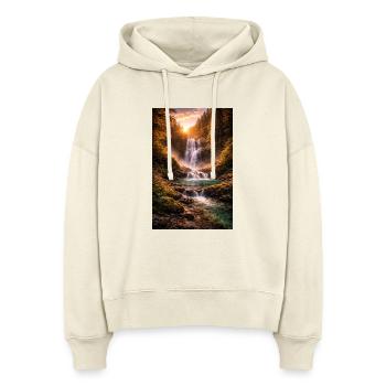 Cascade sous le soleil du soir - Sweat à capuche bio Nora coupe boxy Stanley/Stella Femme - écru doux - Devant