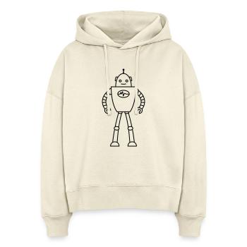 Robots du futur – Chemise de nerd de science-fiction IA - Sweat à capuche bio Nora coupe boxy Stanley/Stella Femme - écru doux - Devant