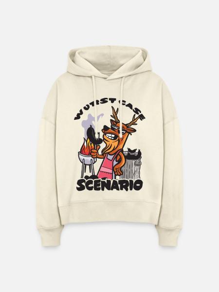 Wurst Case Scenario, Verkohlte Bratwurst - Stanley/Stella Boxy Frauen Bio Hoodie Nora - Natur