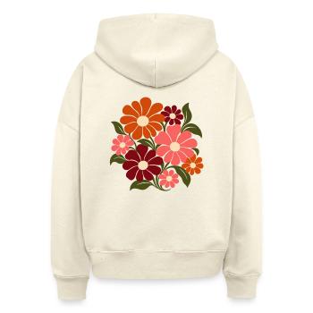Retro Blumen – Flower Power in Orange und Rosa - Stanley/Stella Boxy Frauen Bio Hoodie Nora - Natur - Hinten
