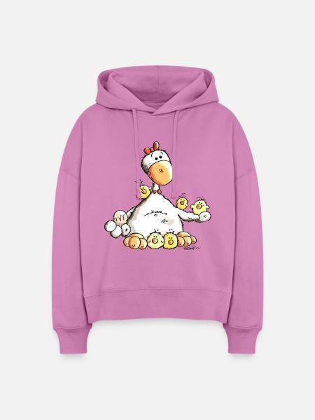 Glückliches Huhn - Stanley/Stella Boxy Frauen Bio Hoodie Nora - Pink