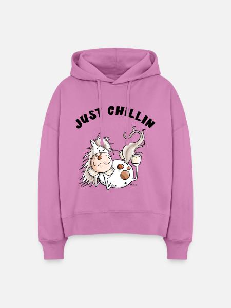 Chillendes Pferd - Comic - Pferde - Geschenk - Stanley/Stella Boxy Frauen Bio Hoodie Nora - Pink
