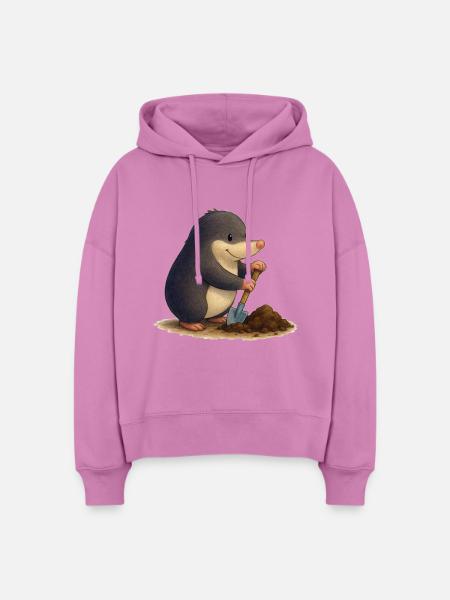 Fleissiger Maulwurf mit Schaufel - Stanley/Stella Boxy Frauen Bio Hoodie Nora - Pink