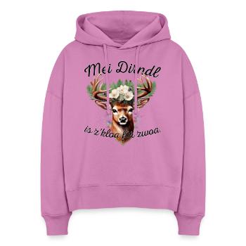 Mei Dirndl is z'kloa für zwoa -Schwanger in Bayern - Stanley/Stella Boxy Frauen Bio Hoodie Nora - Pink - Vorne