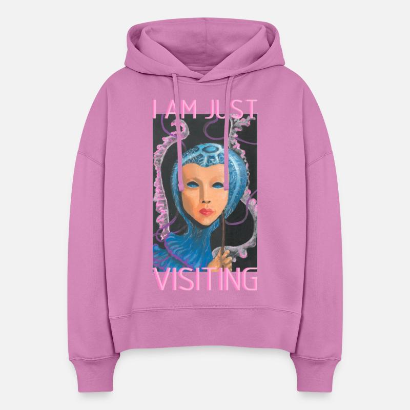 Juste une visite - Sweat à capuche bio Nora coupe boxy Stanley/Stella Femme - rose