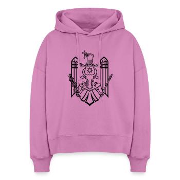drapeau moldave emblème de Chisinau Moldavie - Sweat à capuche bio Nora coupe boxy Stanley/Stella Femme - rose - Devant