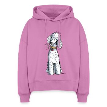Pudel mit Blumen - Stanley/Stella Boxy Frauen Bio Hoodie Nora - Pink - Vorne
