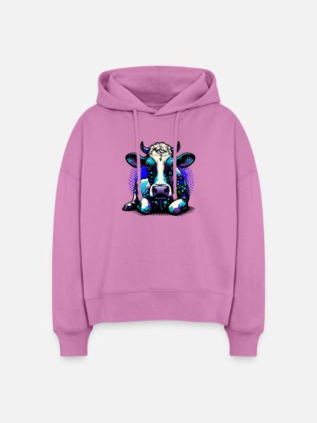 Vache - Sweat à capuche bio Nora coupe boxy Stanley/Stella Femme - rose