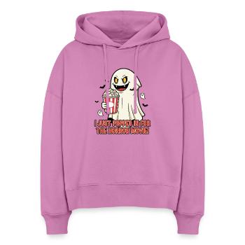 Popcorn Geist Horror Film Spaß - Stanley/Stella Boxy Frauen Bio Hoodie Nora - Pink - Vorne