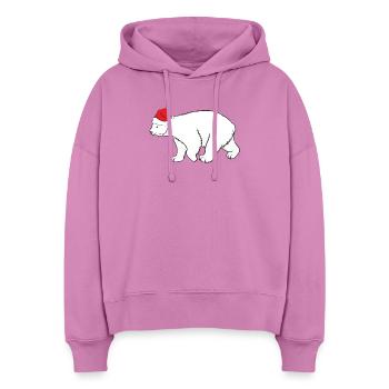 Eisbär mit roter Nikolausmütze Winter Weihnachten  - Stanley/Stella Boxy Frauen Bio Hoodie Nora - Pink - Vorne