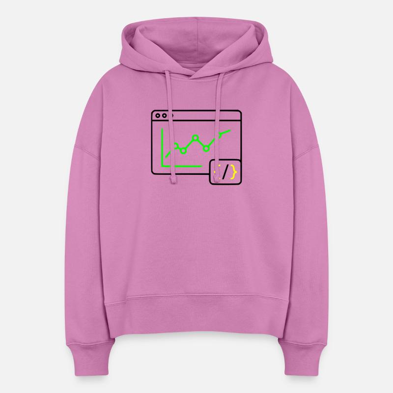 Vecteur de navigation de codage de graphiques d’analyse web - Sweat à capuche bio Nora coupe boxy Stanley/Stella Femme - rose