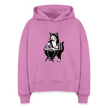 Chat barbecue au barbecue - Sweat à capuche bio Nora coupe boxy Stanley/Stella Femme - rose - Devant
