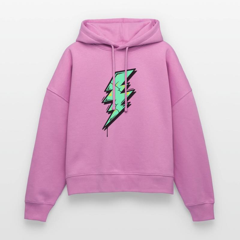 Style Éclair Éclair Abstrait Sweat à capuche bio Nora coupe boxy Stanley/Stella Femme