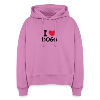I Love Dogs - Sweat à capuche bio Nora coupe boxy Stanley/Stella Femme - rose - Devant