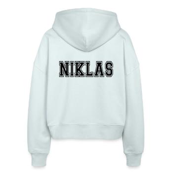 niklas - Stanley/Stella Boxy Women’s Organic Zip Hoodie Ida - blue ice - Back - AI Model Female 172 dark (172cm)