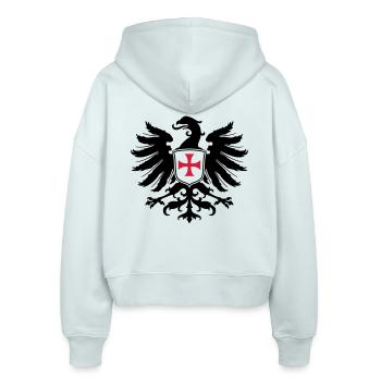 Adler Templer Kreuz - Stanley/Stella Boxy Frauen Bio Zip Hoodie Ida - Eisblau - Hinten - AI Model Female 172 dark (172cm)