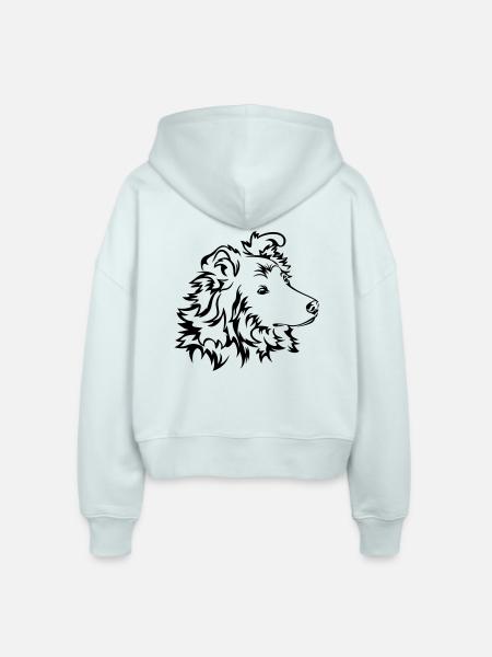 Langhaar-Collie - Stanley/Stella Boxy Frauen Bio Zip Hoodie Ida - Eisblau