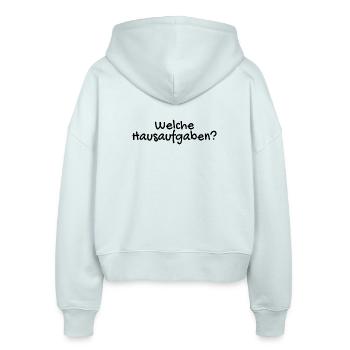 Welche Hausaufgaben Lustig - Stanley/Stella Boxy Frauen Bio Zip Hoodie Ida - Eisblau - Hinten - AI Model Female 172 dark (172cm)