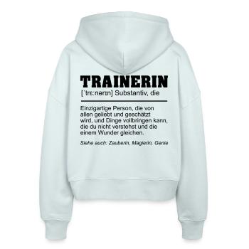 Trainerin Definition - Stanley/Stella Boxy Frauen Bio Zip Hoodie Ida - Eisblau - Hinten - AI Model Female 172 dark (172cm)