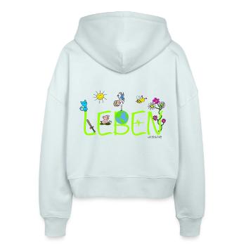 Phil and Friends Leben - Stanley/Stella Boxy Frauen Bio Zip Hoodie Ida - Eisblau - Hinten - AI Model Female 172 dark (172cm)