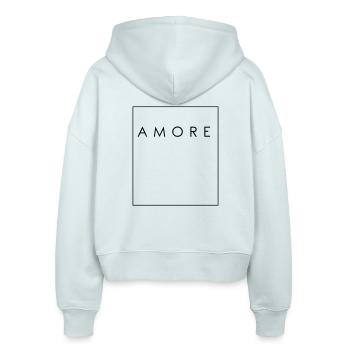 AMORE - love - Stanley/Stella Boxy Women’s Organic Zip Hoodie Ida - blue ice - Back - AI Model Female 172 dark (172cm)