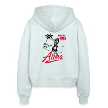 Aloha - do the Hula - Stanley/Stella Boxy Frauen Bio Zip Hoodie Ida - Eisblau - Hinten - AI Model Female 172 dark (172cm)