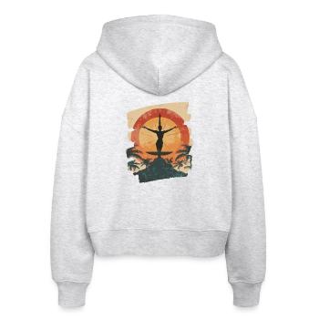 Yoga Namaste Meditation - Stanley/Stella Boxy Frauen Bio Zip Hoodie Ida - Weiß meliert - Hinten - AI Model Female 172 dark (172cm)