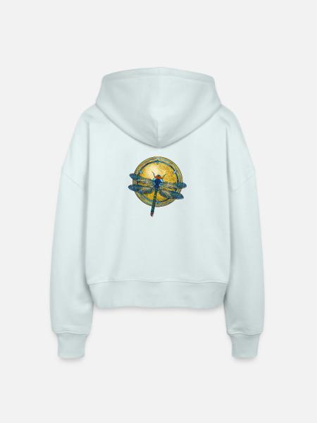Libelle Jugendstil - Stanley/Stella Boxy Frauen Bio Zip Hoodie Ida - Eisblau