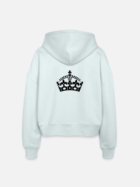 Keep Calm Krone / crown - Stanley/Stella Boxy Frauen Bio Zip Hoodie Ida - Eisblau