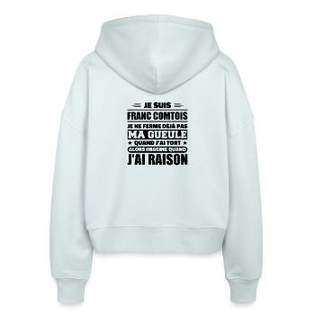 Franc comtois Ich halte meinen Mund nicht zu frank comté - Stanley/Stella Boxy Frauen Bio Zip Hoodie Ida - Eisblau - Hinten - AI Model Female 172 dark (172cm)