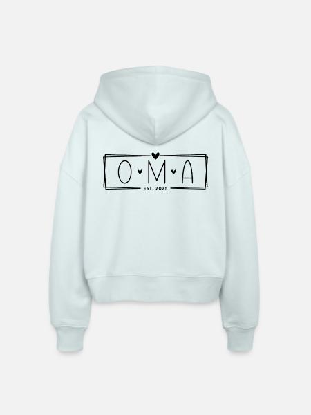 Oma Est. 2025 - Stanley/Stella Boxy Frauen Bio Zip Hoodie Ida - Eisblau