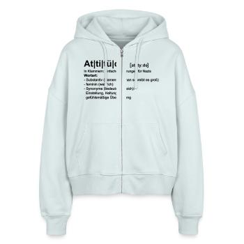 Attitüde - Stanley/Stella Boxy Frauen Bio Zip Hoodie Ida - Eisblau - Vorne - AI Model Female 172 dark (172cm)