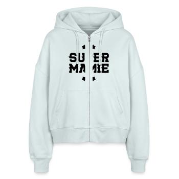 Grandma Oma Großmütter Mamy Mamie Grand-Mère - Stanley/Stella Boxy Women’s Organic Zip Hoodie Ida - blue ice - Front - AI Model Female 172 dark (172cm)