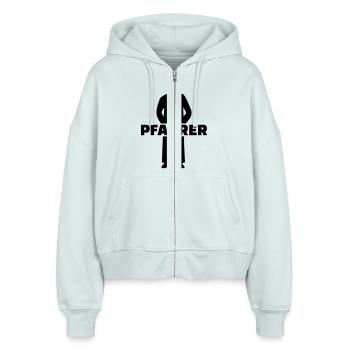 Pfarrer - Stanley/Stella Boxy Frauen Bio Zip Hoodie Ida - Eisblau - Vorne - AI Model Female 172 dark (172cm)