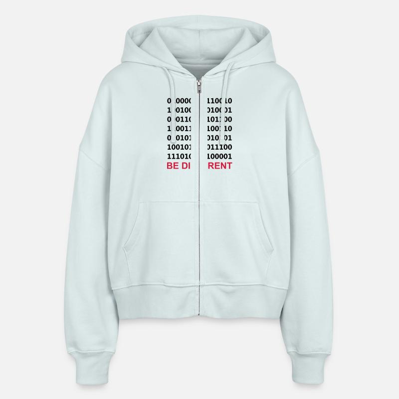 Be Different - Binary - Digital - Stanley/Stella Boxy Women’s Organic Zip Hoodie Ida - blue ice