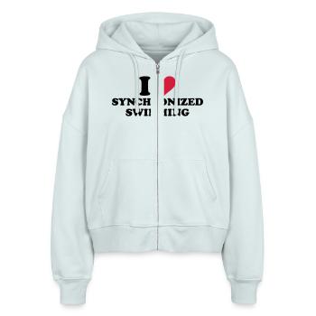 Synchronschwimmen - Stanley/Stella Boxy Frauen Bio Zip Hoodie Ida - Eisblau - Vorne - AI Model Female 172 dark (172cm)