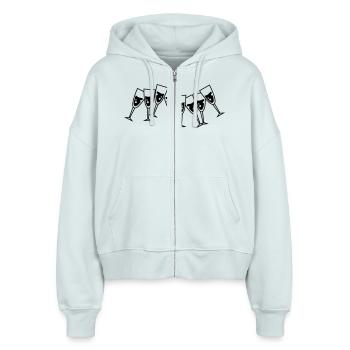 sekt glaeser - Stanley/Stella Boxy Frauen Bio Zip Hoodie Ida - Eisblau - Vorne - AI Model Female 172 dark (172cm)