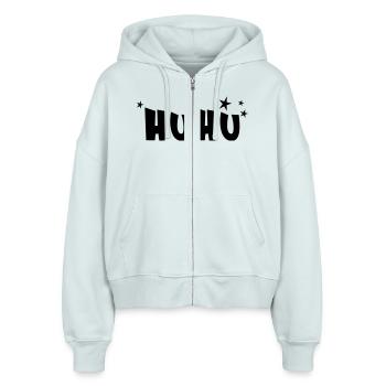 huhu - Stanley/Stella Boxy Frauen Bio Zip Hoodie Ida - Eisblau - Vorne - AI Model Female 172 dark (172cm)