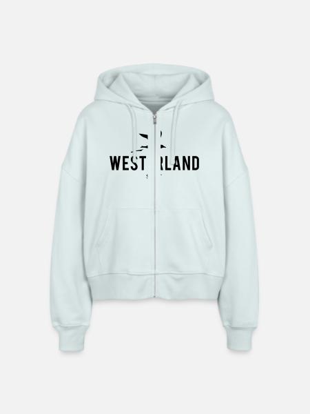 Möwe Westerland Sylt - Stanley/Stella Boxy Frauen Bio Zip Hoodie Ida - Eisblau
