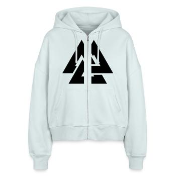 Valknut Wikinger skandinavisches Symbol von Odin - Stanley/Stella Boxy Frauen Bio Zip Hoodie Ida - Eisblau - Vorne - AI Model Female 172 dark (172cm)