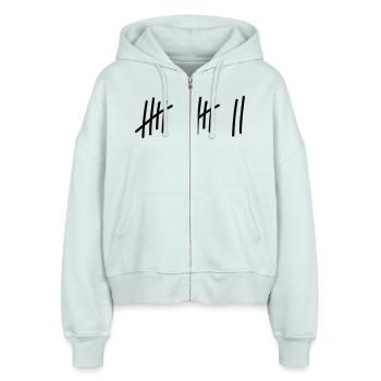 12 Striche // 12 Mal // Geburtstag // Geschenk - Stanley/Stella Boxy Frauen Bio Zip Hoodie Ida - Eisblau - Vorne - AI Model Female 172 dark (172cm)