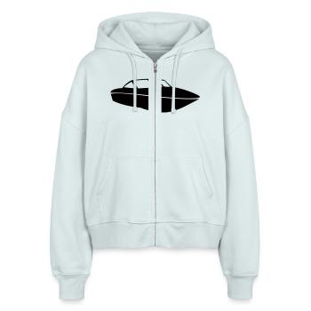 Boat de - Stanley/Stella Boxy Frauen Bio Zip Hoodie Ida - Eisblau - Vorne - AI Model Female 172 dark (172cm)