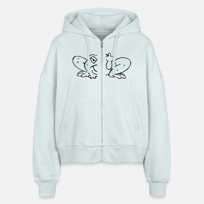 Crapeaud pulls the tongue - Stanley/Stella Boxy Women’s Organic Zip Hoodie Ida - blue ice