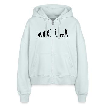 Evolution Ehe - Stanley/Stella Boxy Frauen Bio Zip Hoodie Ida - Eisblau - Vorne - AI Model Female 172 dark (172cm)