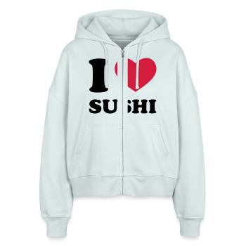 I Love Sushi - Stanley/Stella Boxy Frauen Bio Zip Hoodie Ida - Eisblau - Vorne - AI Model Female 172 dark (172cm)
