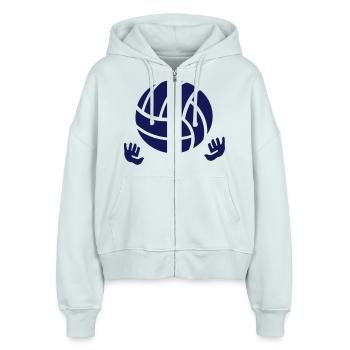 custom volleyball baby prints - Veste à capuche bio Ida Stanley/Stella Femme - bleu glacier - Devant - AI Model Female 172 dark (172cm)