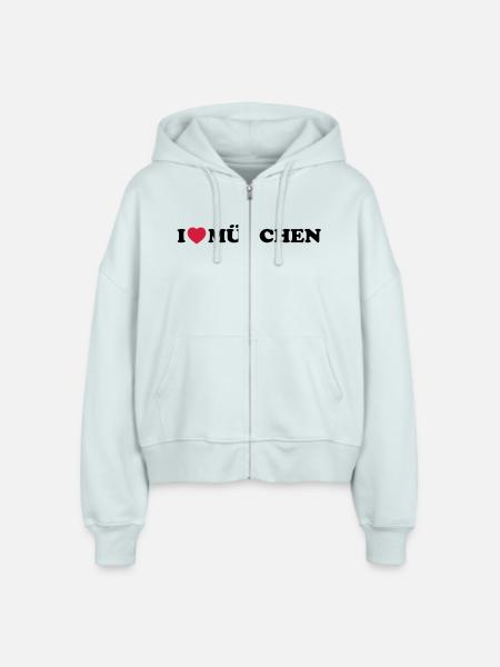 i love Munchen - Stanley/Stella Boxy Frauen Bio Zip Hoodie Ida - Eisblau