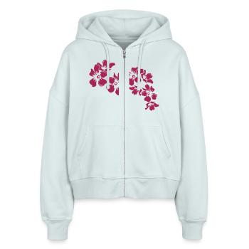 blumen - Stanley/Stella Boxy Frauen Bio Zip Hoodie Ida - Eisblau - Vorne - AI Model Female 172 dark (172cm)