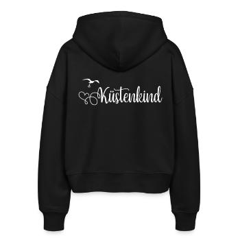 Küstenkind Mit Herz - Stanley/Stella Boxy Frauen Bio Zip Hoodie Ida - Schwarz - Hinten - AI Model Female 172 light (172cm)