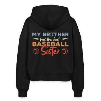 Baseballspieler Schwester - Stanley/Stella Boxy Frauen Bio Zip Hoodie Ida - Schwarz - Hinten - AI Model Female 172 light (172cm)